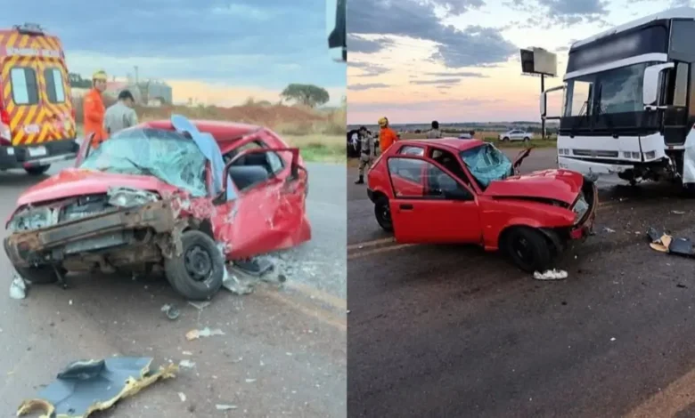 Colisão entre carro e ônibus na Go-174 resulta em morte de idoso