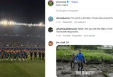 Estado do gramado em amistoso da seleção brasileira gera revolta na internet