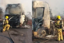 Incêndio destrói caminhão de maçãs na divisa entre Goiás e Tocantins