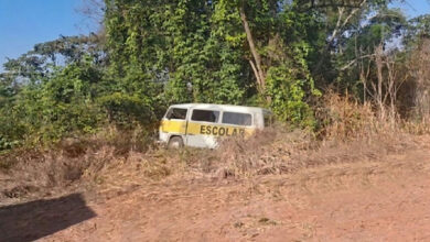 Kombi escolar colide contra árvore em Varjão após motorista sofrer mal súbito