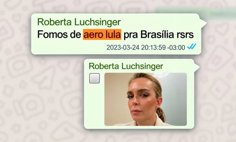 Mensagens apontam que Roberta Luchsinger alegava acesso ao Planalto e caronas em aviões da FAB
