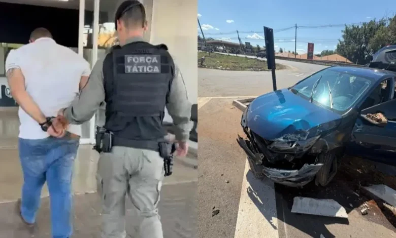 Perseguição policial em Goiânia termina com suspeito detido após colisão