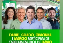 Carreatas de apoio a Flávio Bolsonaro em Goiás destacam Daniel Vilela e cobram Wilder Morais