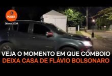 Comboio deixa a residência de Flávio Bolsonaro na véspera de viagem internacional