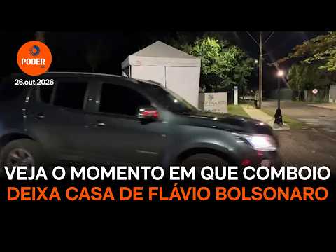Comboio deixa a residência de Flávio Bolsonaro na véspera de viagem internacional