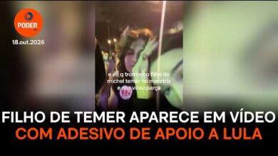 Filho de Temer surge com adesivo de Lula em vídeo nas redes