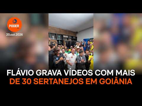 Flávio Bolsonaro grava vídeos com dezenas de sertanejos em Goiás