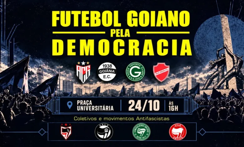 Futebol goiano pela democracia une torcidas rivais em ato público