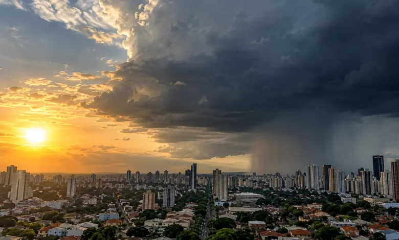 Goiânia enfrenta transição climática com calor extremo seguido de temporais