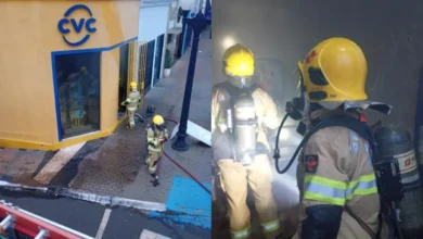 Incêndio atinge agência de viagens e mobiliza bombeiros