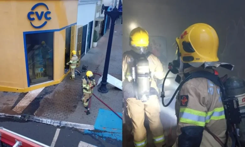 Incêndio atinge agência de viagens e mobiliza bombeiros