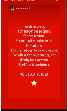 Madonna manifesta apoio público à reeleição de Lula nas redes sociais