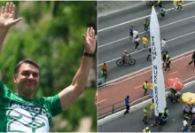 Manifestação na avenida paulista exibe míssil inflável e pedidos de bombardeio