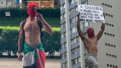 Manifestante viraliza em ato na avenida Paulista com mensagem sobre educação