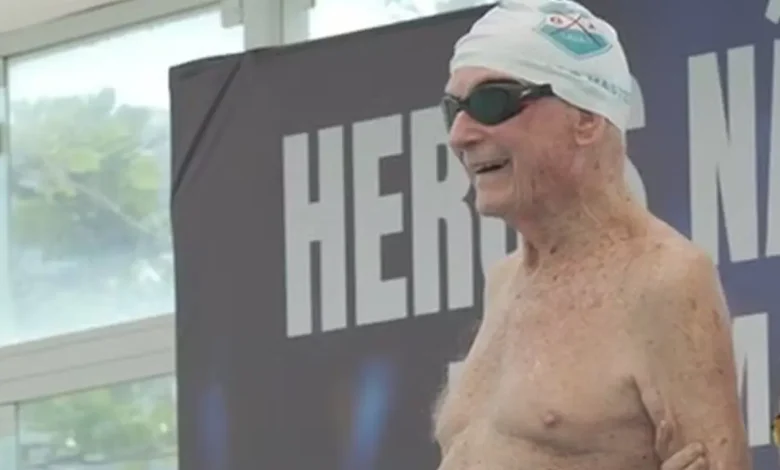 Nadador de 102 anos desafia limites e compete em torneio master no Rio de Janeiro