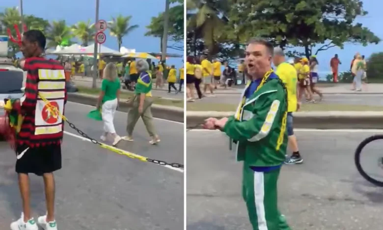 Polícia investiga vídeo de homem negro acorrentado em ato político