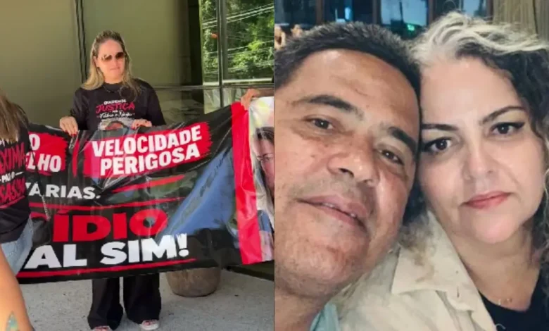 Protesto cobra justiça após atropelamento de casal em avenida
