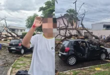 Queda de árvore sobre veículo deixa jovens feridos durante temporal em Goiânia