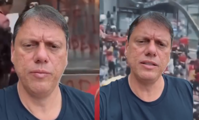 Tarcísio de Freitas condena vandalismo em estações após ato político em São Paulo
