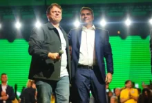 Tarcísio de Freitas reforça aliança política com Flávio Bolsonaro em evento