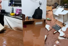 Tempestade causa alagamento, destrói móveis e derruba muro em Goiânia