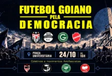 Torcidas rivais do futebol goiano se unem em ato pela democracia
