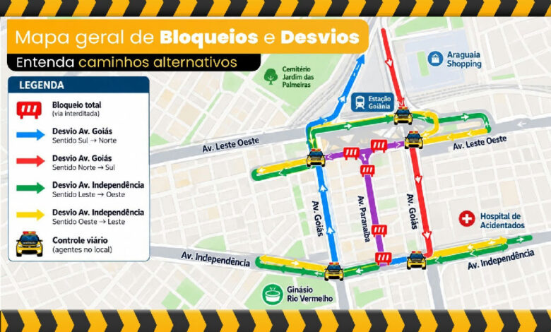 Trânsito em Goiânia tem bloqueios e desvios para o Festival Viva Goiânia