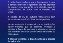 União Brasil reafirma democracia após contestação e saída de Flávio