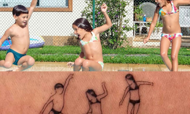 William Bonner faz tatuagem inspirada em foto antiga dos filhos